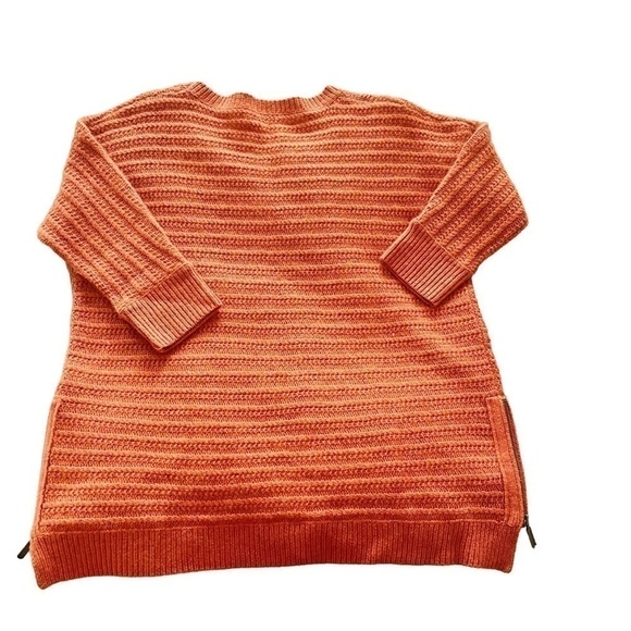 Red Garnet Hill Lambswool Angora Blend Side Zip Sweater Terracotta Orange Small - Picture 7 of 10